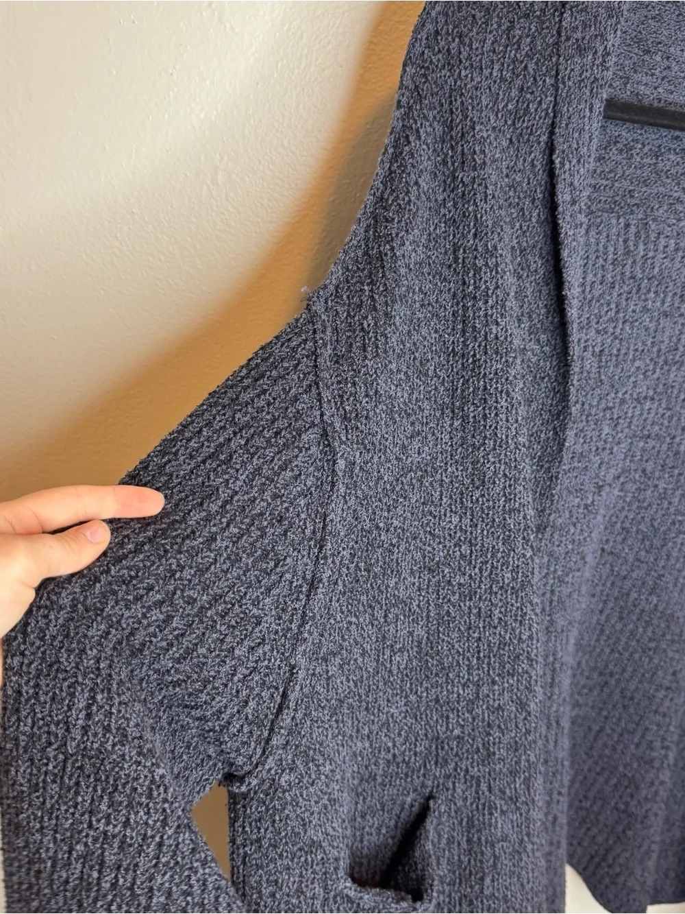 Free People Low Tide Cardigan Navy Blue Knit Open Pocket